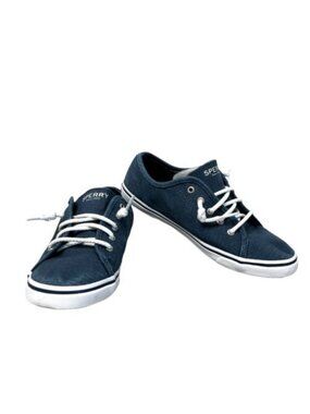 Sperry Top Siders Pier Sneakers Blue Canvas Slip On Shoes Youth 3.5M Memory Foam